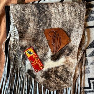 Fringed Western-Style Purse with Patches